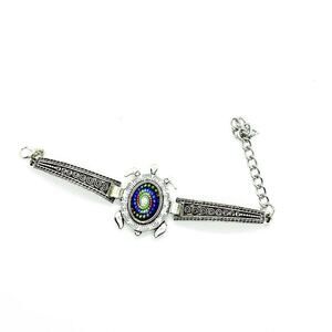 Boho Sea Turtle Rhinestone Silver-Tone Bracelet